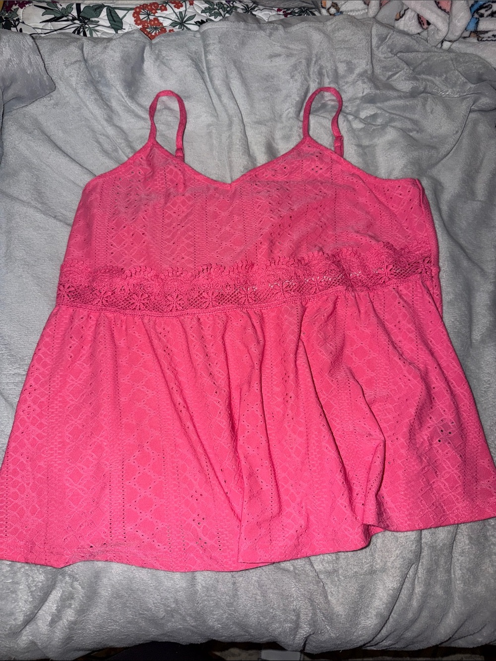 Women's Hot Pink Lace-Trim Spaghetti Strap Camisole